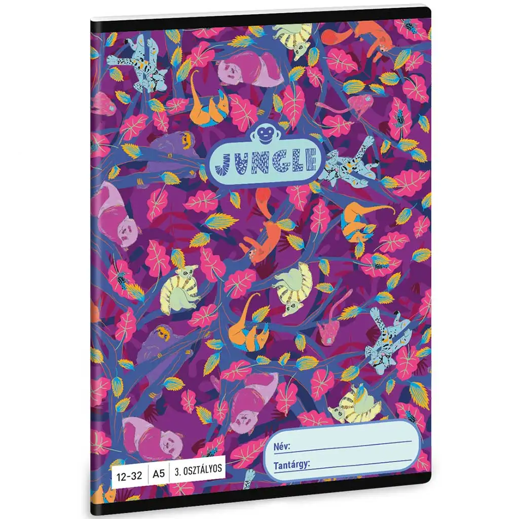 Ars Una: Jungle - Dzsungel állatmintás 3. osztályos vonalas füzet 32 lapos A/5