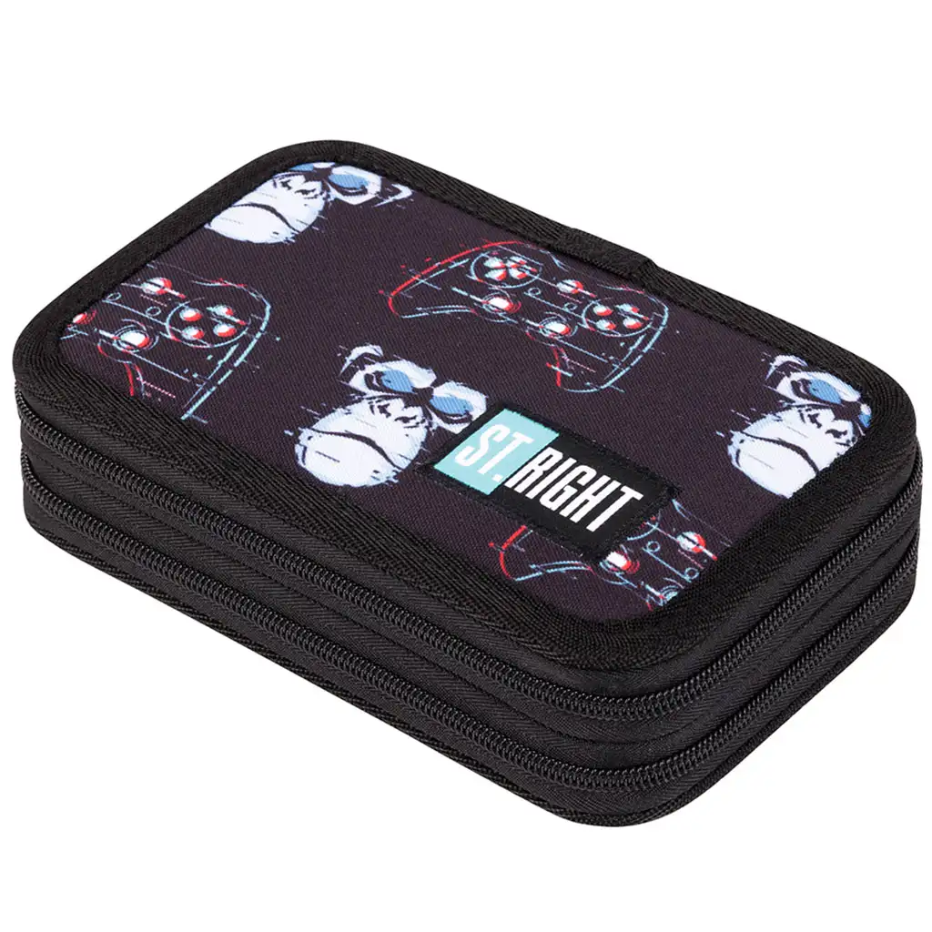 St.Right Blue Gamer kétemeletes töltött tolltartó