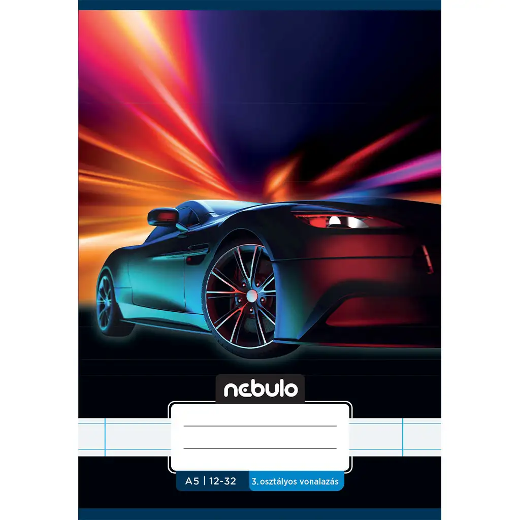 Nebulo: Tűzött 3. osztályos vonalas füzet A5-ös 12-32 Vagány minták - Autós