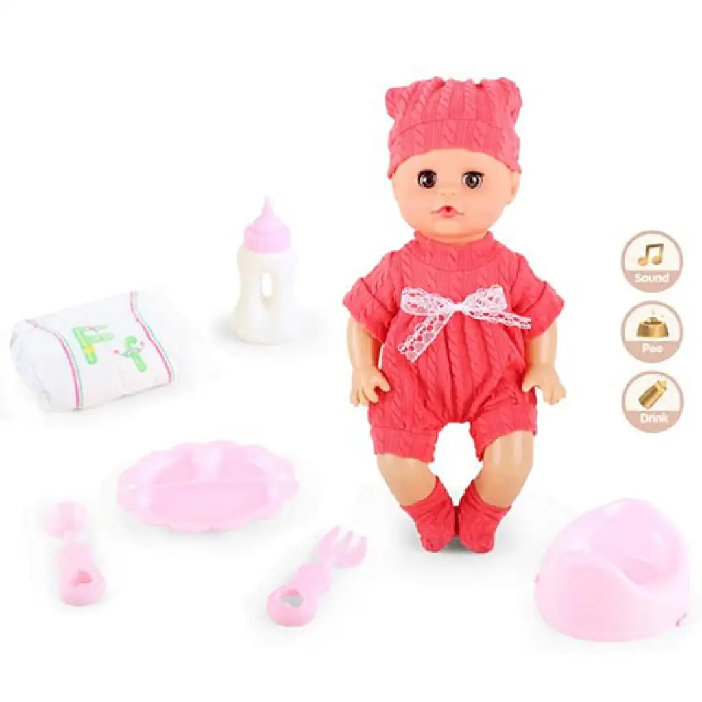 Pisilő baba hanggal és kiegészítőkkel 33cm kép 2