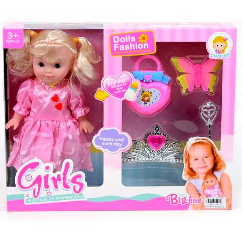 Copfos baba tiarával és kiegészítőkkel 25cm