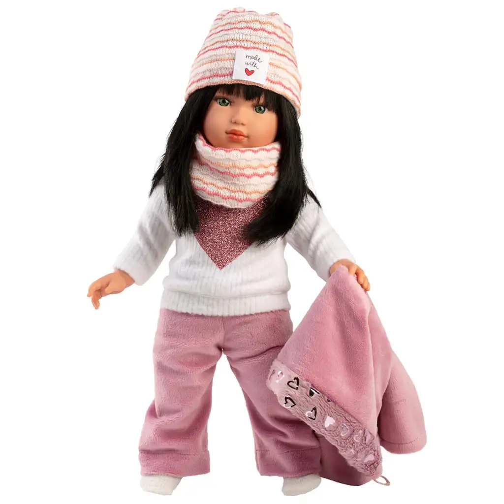 Llorens: Divat ikon 40cm-es Gréta baba rózsaszín kabátban kép 2