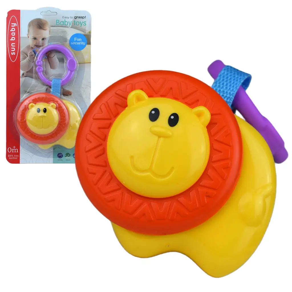 Sun Baby: Vidám oroszlán BPA mentes bébi csörgő