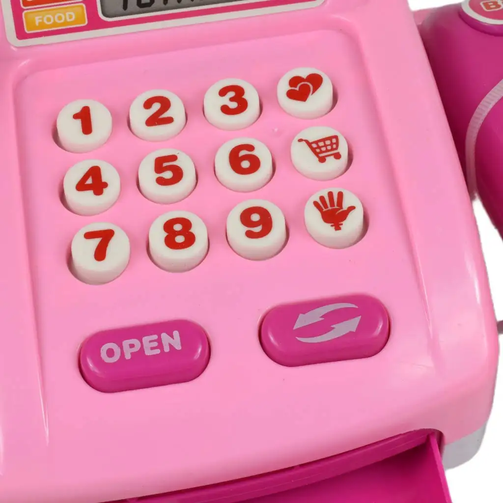 Happy Shopping: Rózsaszín pénztárgép termékekkel, hanggal és kiegészítőkkel 22x10x15cm kép 4