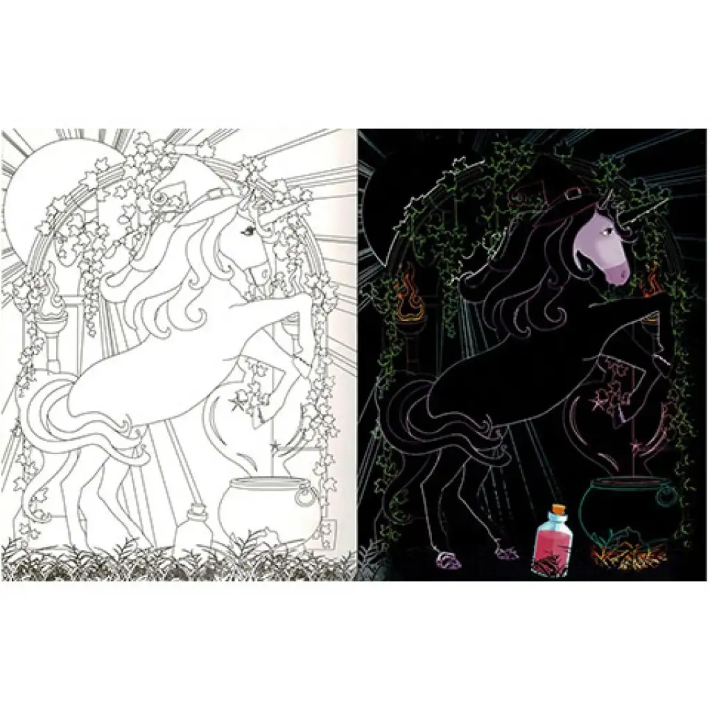 Rejtőzködő unikornisok - Kifestőfüzet kaparós és színezős oldalakkal kép 2