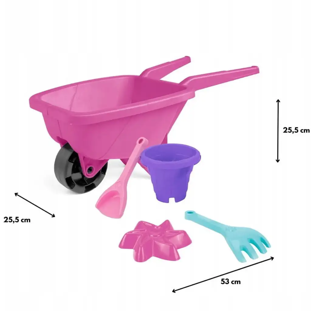 Kis homokozó talicska rózsaszín színben kiegészítőkkel - Wader kép 2