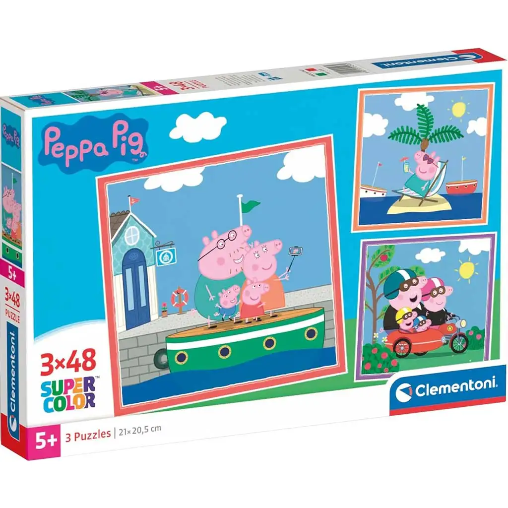 Peppa malac 3x48db-os Supercolor puzzle - Clementoni