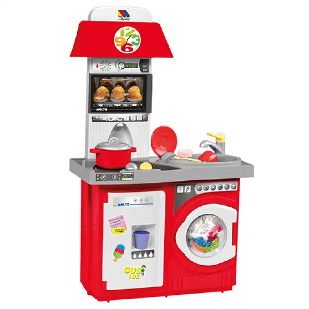 Molto: Piros játékkonyha 14db-os szett 27x57x97cm kép 2
