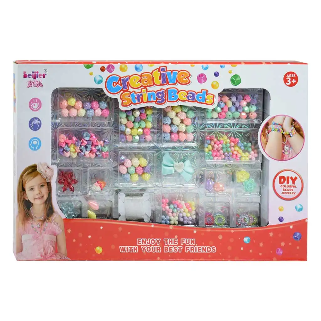 Creative StringBeads: Ékszerkészítő gyöngy szett 200+ színes gyöngyökkel és masnival