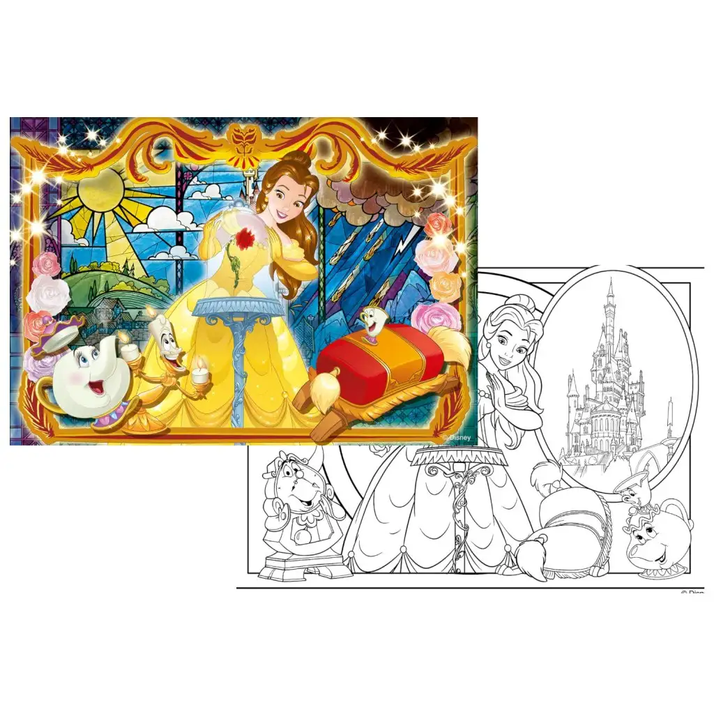 A szépség és a szörnyeteg Belle 2 az 1-ben 108db-os puzzle és színező 70x50cm - Lisciani kép 2