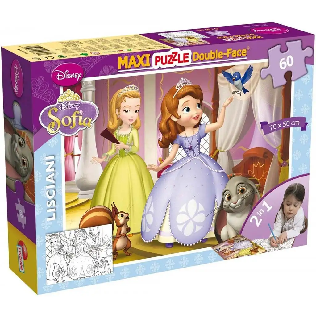 Disney Szófia hercegnő 2 az 1-ben 60db-os maxi puzzle és színező 70x50cm - Lisciani