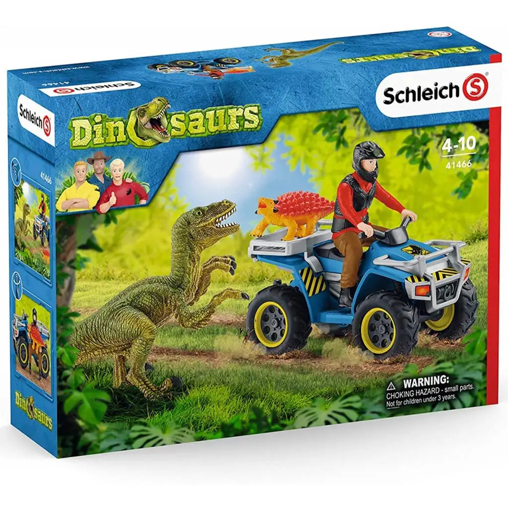 Schleich: Menekülés quaddal a Velociraptor elől szett (41466)
