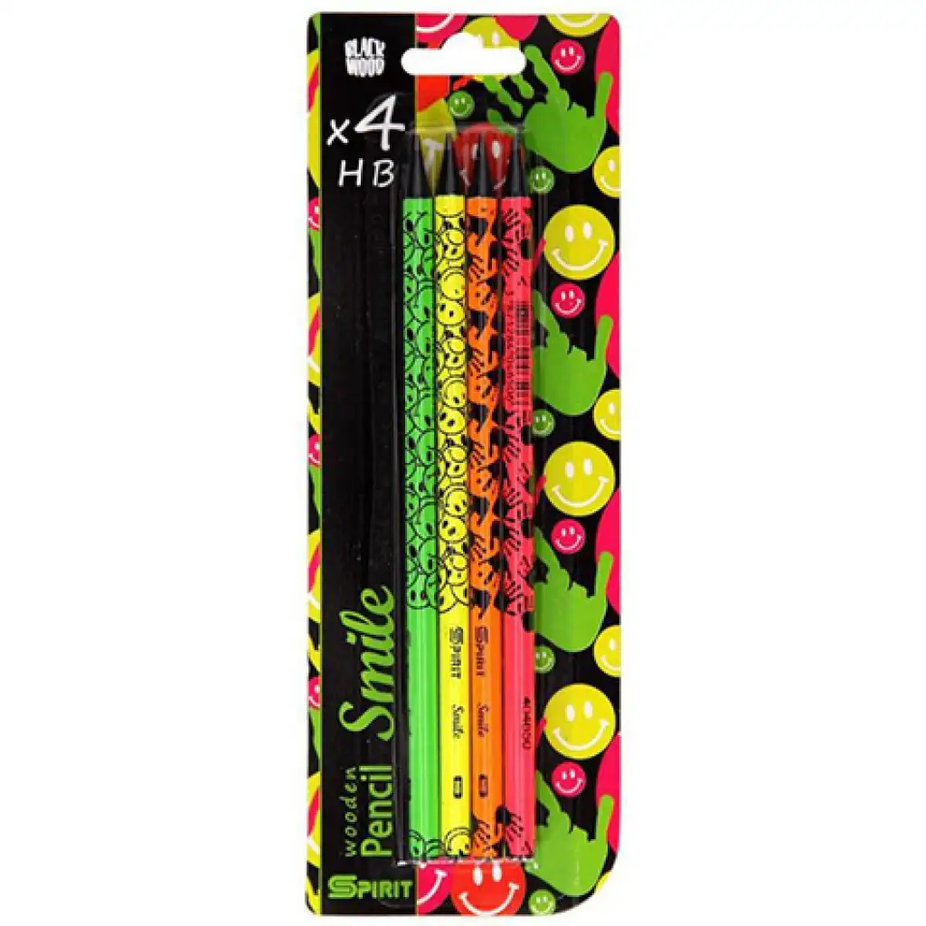 Spirit: Tenyérlenyomat mintás fekete háromszögletű HB grafitceruza radírral 4db-os szett