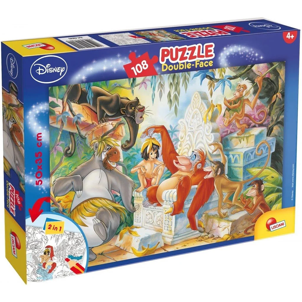 A Dzsungel könyve 2 az 1-ben 108db-os puzzle és színező 50x35cm - Lisciani