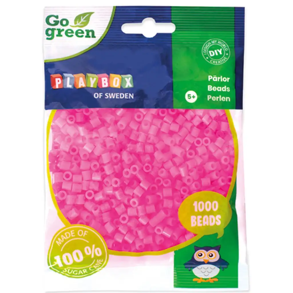 PlayBox: Go Green 5mm-es MIDI vasalható gyöngy 1000db-os pink színben