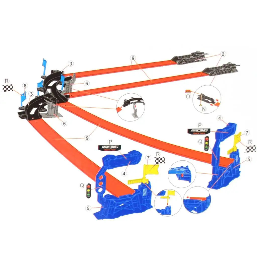 Power Track: 22db-os versenypálya szett kereszteződéssel és 2db hátrahúzható kisautóval 1/64 kép 2