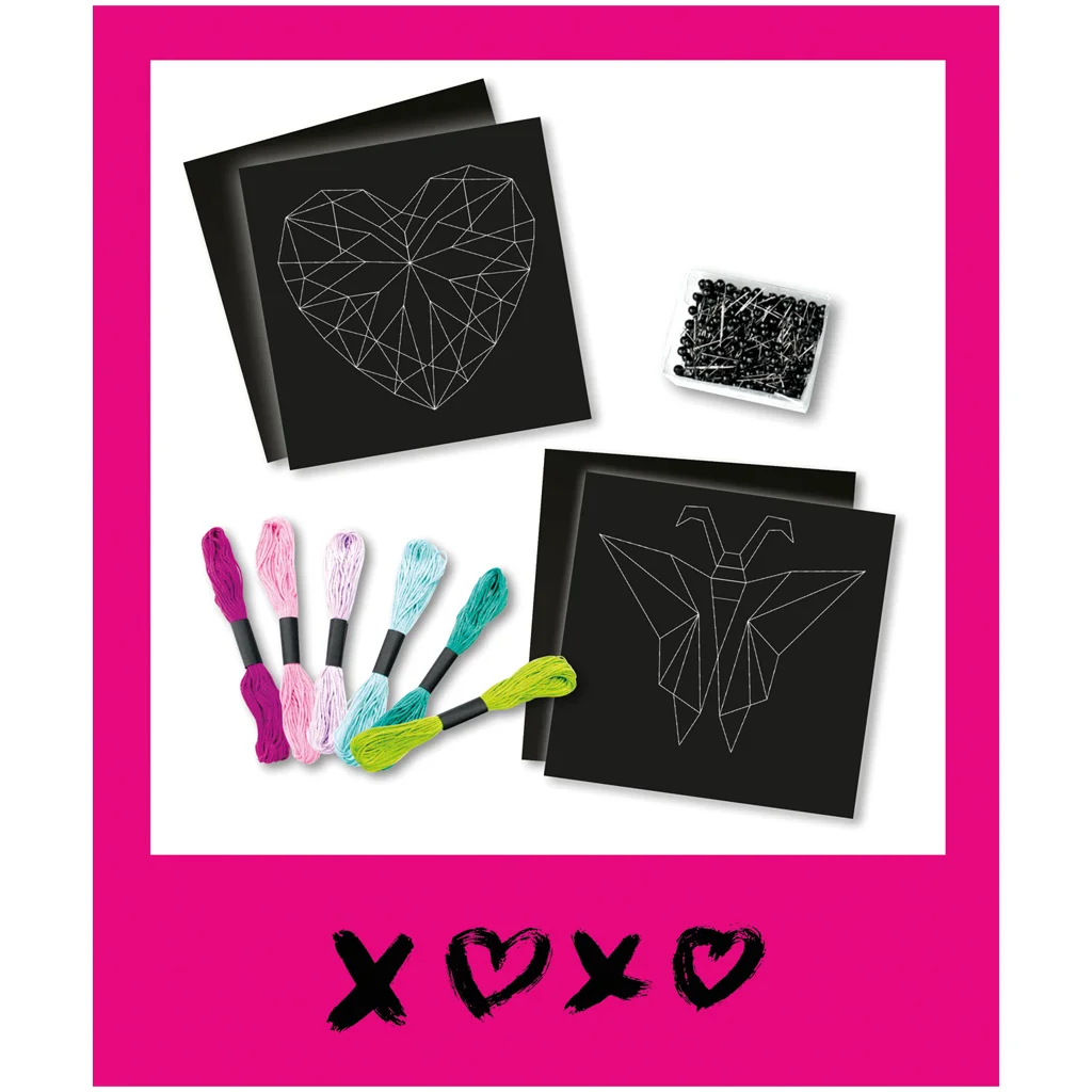 LENA: Kreatív fonalkép készítő szett pillangó és szív mintával kép 2