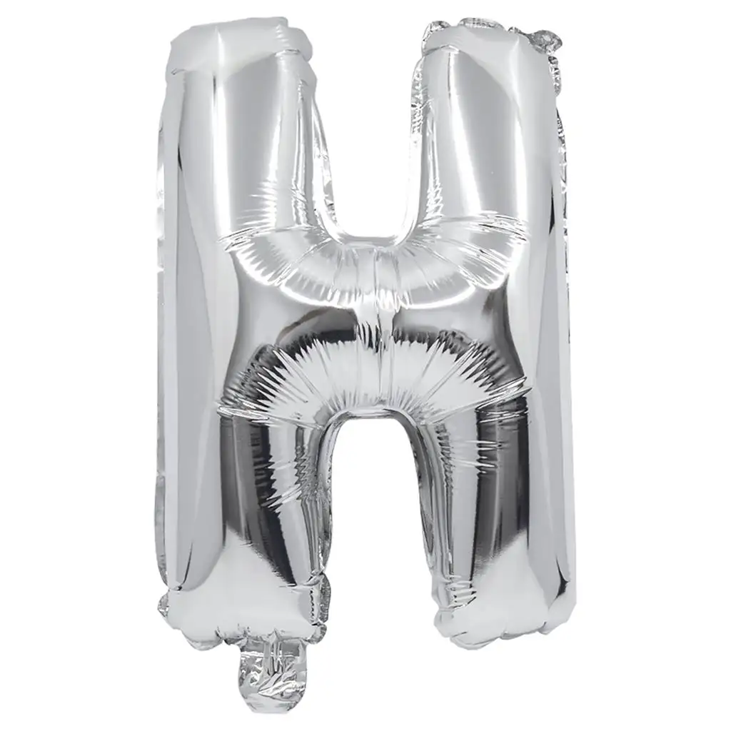 Betű formájú fólia lufi ezüst színben – H betű 32cm