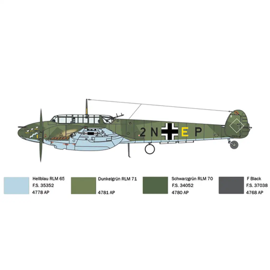 Italeri 1/72 Bf 110 C Zerstörer vadászrepülőgép makett kép 4