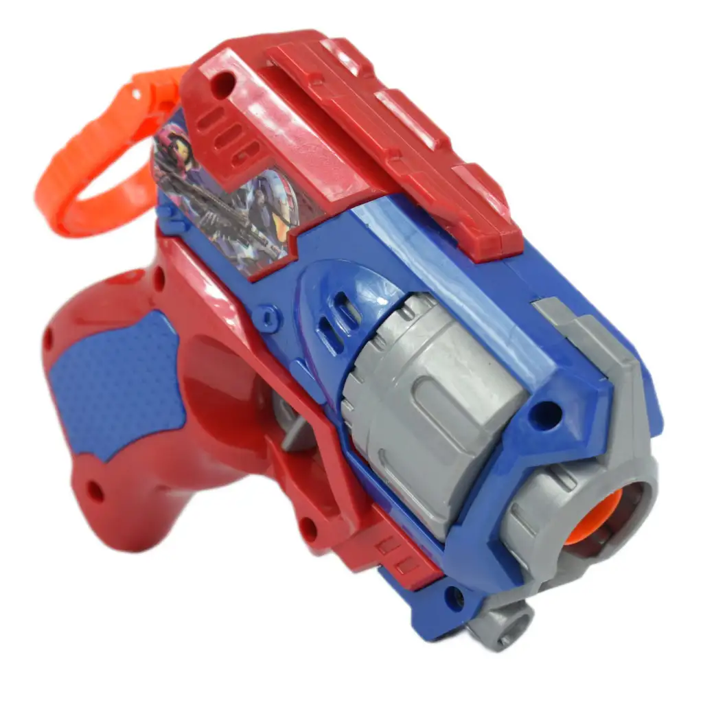 Cool Soft Bullet Gun: Kisméretű szivacslövő fegyver töltényekkel kék-piros színben 14cm kép 2