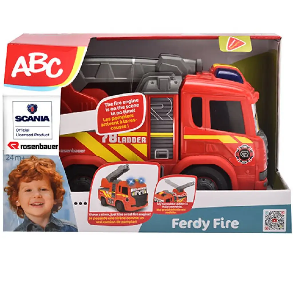 ABC Fredy Fire tűzoltóautó fénnyel és hanggal 25cm - Simba Toys