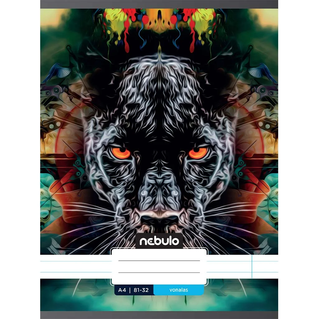 Nebulo: Tűzött vonalas fekete párduc mintás füzet 81-32 A/4