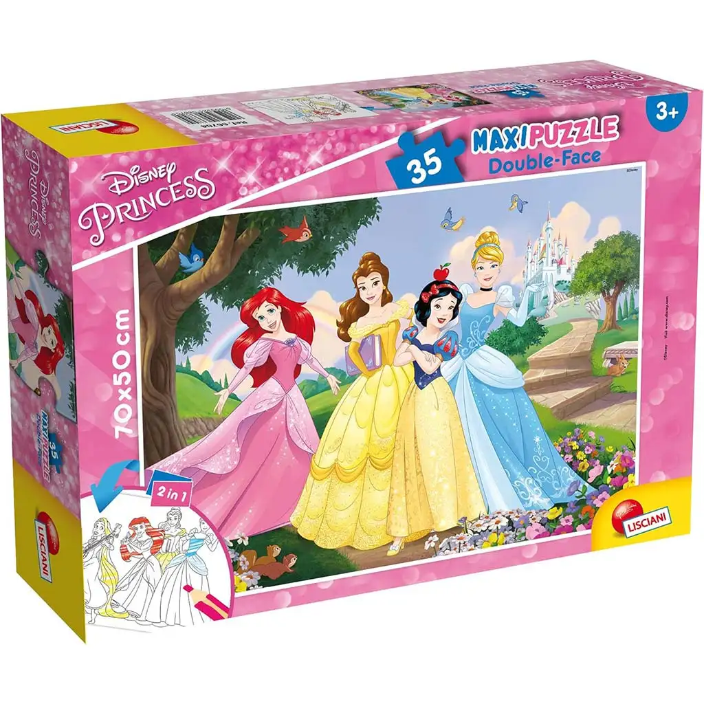 Disney Hercegnők 2 az 1-ben maxi 35db-os puzzle és színező 70x50cm - Lisciani