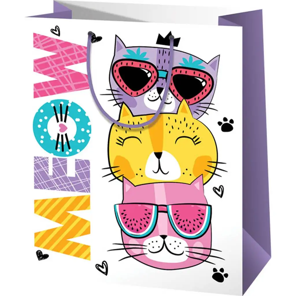 Meow cicás közepes méretű ajándéktáska 18x23x10cm-es