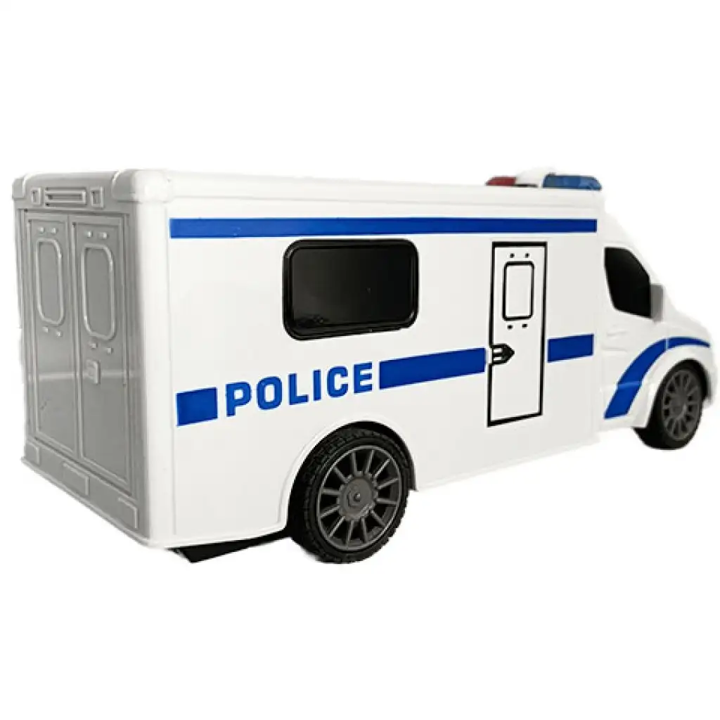 RC Távirányítós rendőr kisbusz fény és hang effektekkel 1:18-as méretarány 20cm kép 2
