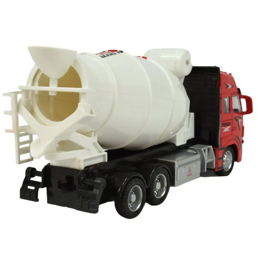 Alloy Car: Lendkerekes betonkeverő teherautó fénnyel és hanggal kétféle változatban 19cm 1db kép 5