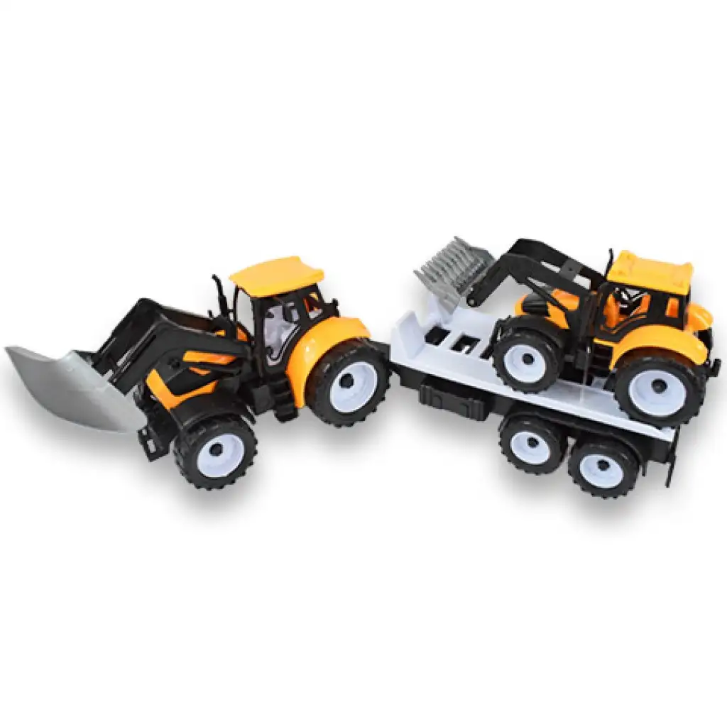 Engineering Truck: 2 részes traktor szett trélerrel és munkagéppel 46cm kép 3