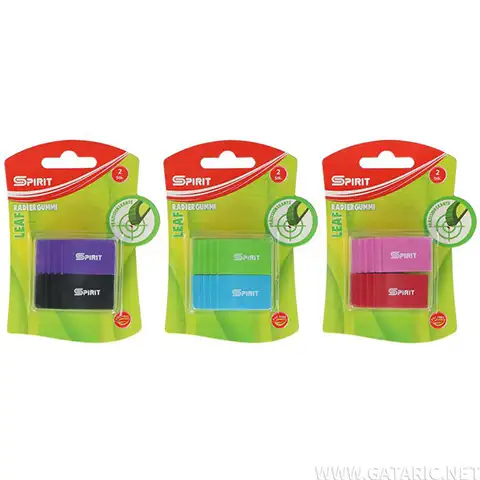 Spirit: Leaf szögletes radír többféle színben 2db-os szett