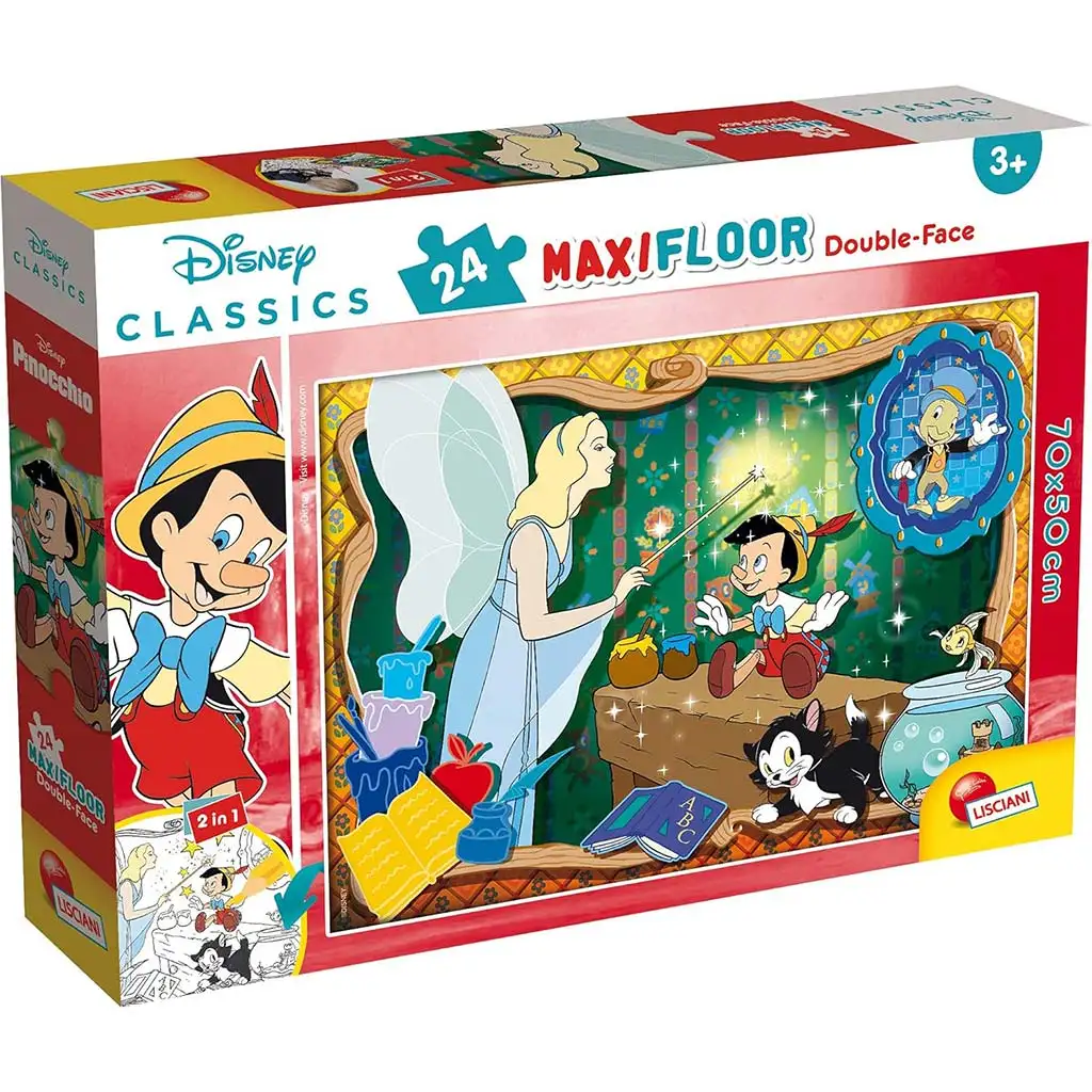 Disney Pinokkió 2 az 1-ben maxi 24db-os puzzle és színező 70x50cm - Lisciani