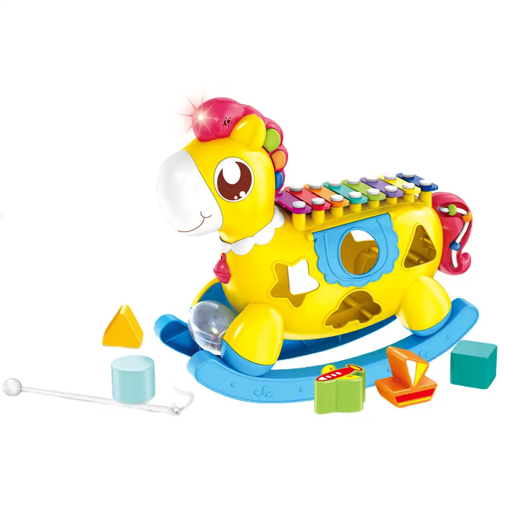 Music World: Készségfejlesztő formabedobós hintaló xilofonnal és fénnyel kép 2