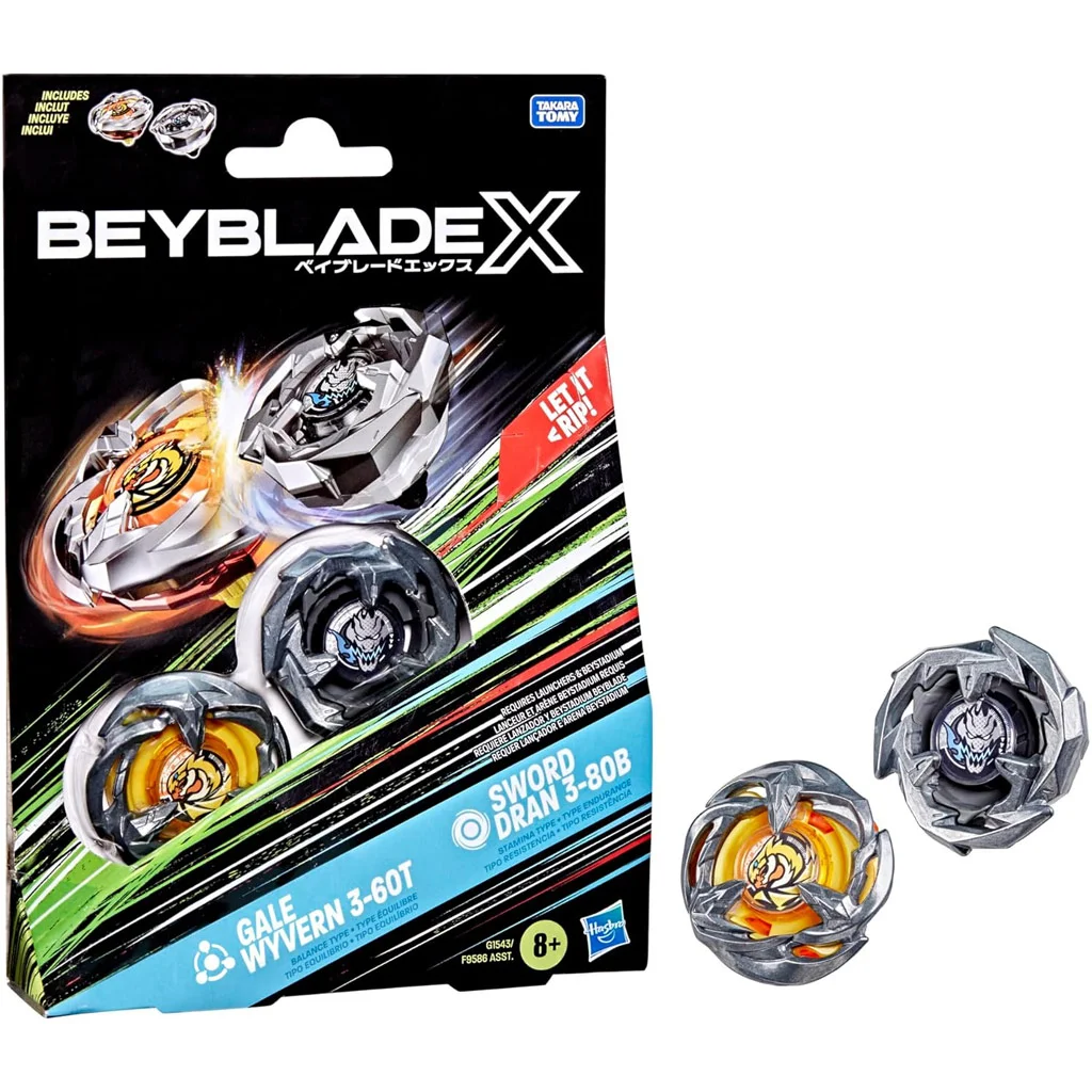 Beyblade X: Dupla csomag - Gale Wyvern 3-60T & Sword Dran 3-80B pörgettyű - Hasbro