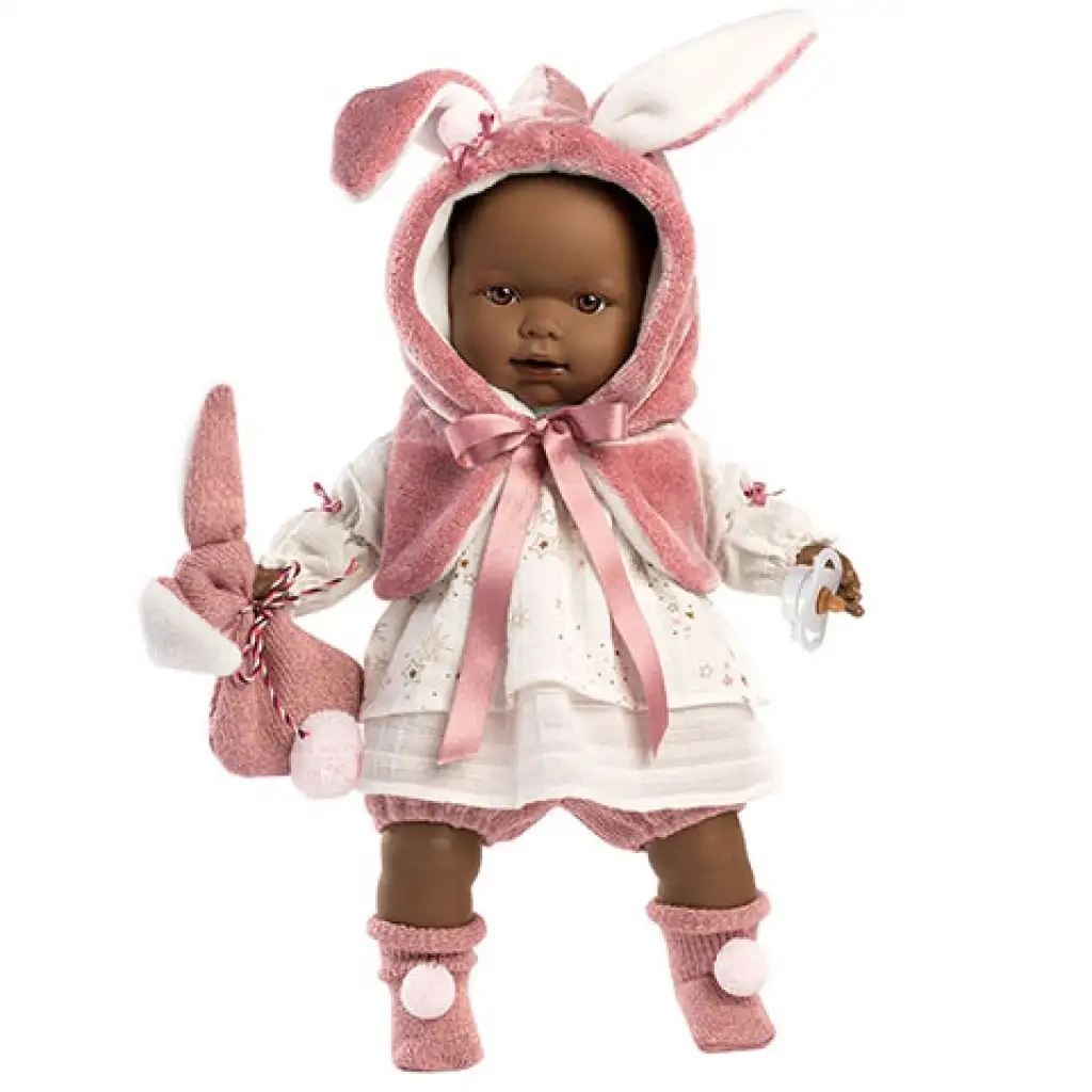 Llorens: Nicole 42cm-es síró baba nyuszis mellényben