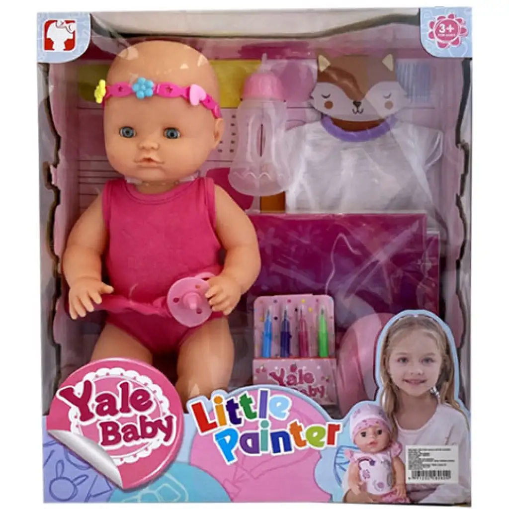 Jenny: Pisilős baba lemosható textilfilc készlettel és rajzolható ruhával kétféle változatban kép 3