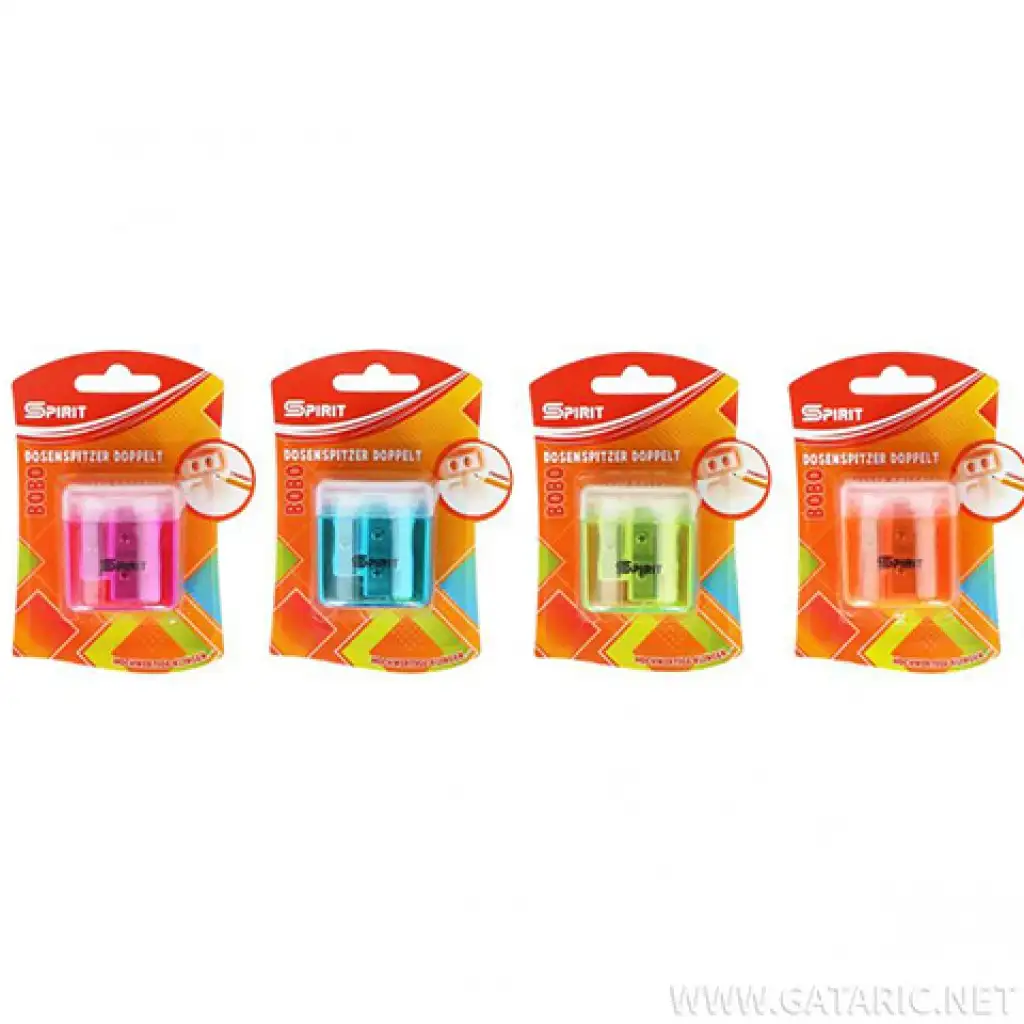 Spirit: Bobo 2 lyukú műanyag hegyező többféle színben 1db-os csomag