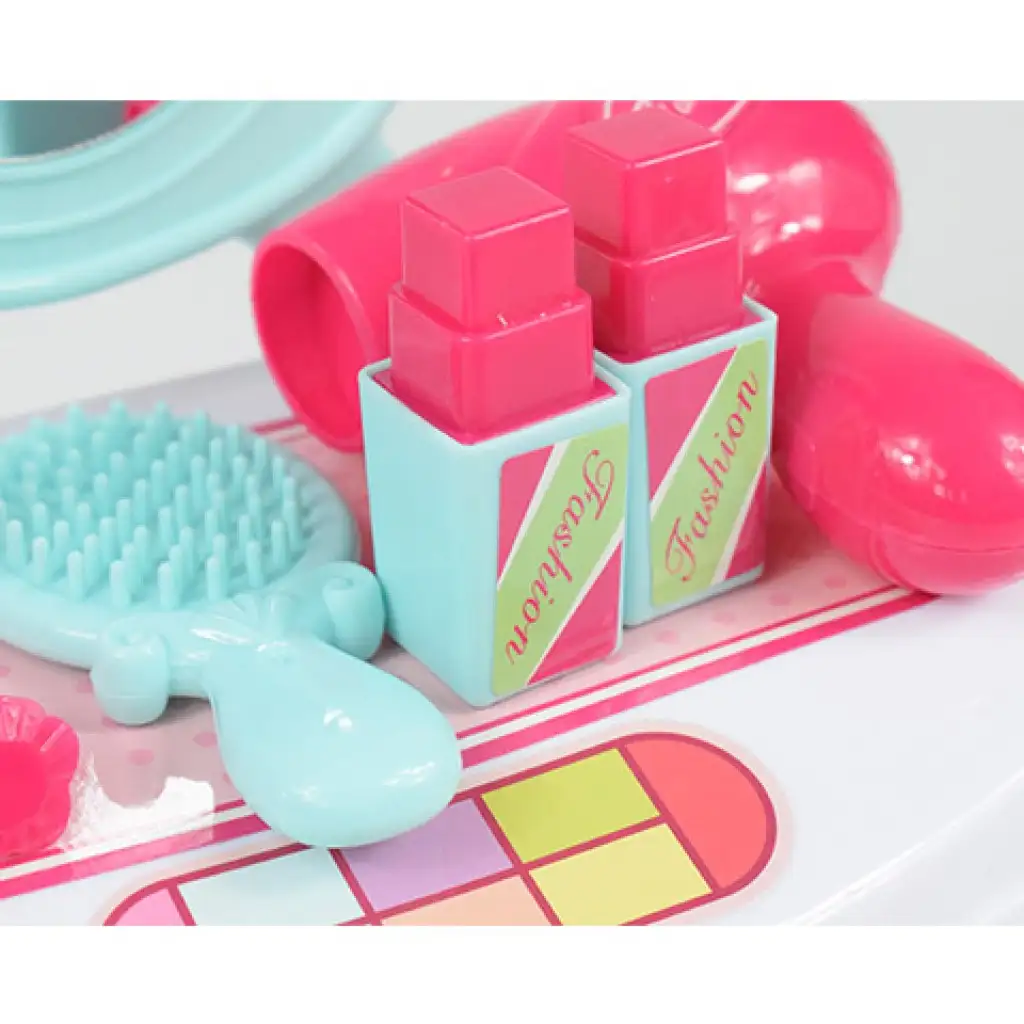 Szépség szett tükrös fésülködő asztalkával és sminkekkel tárolódobozban kép 7