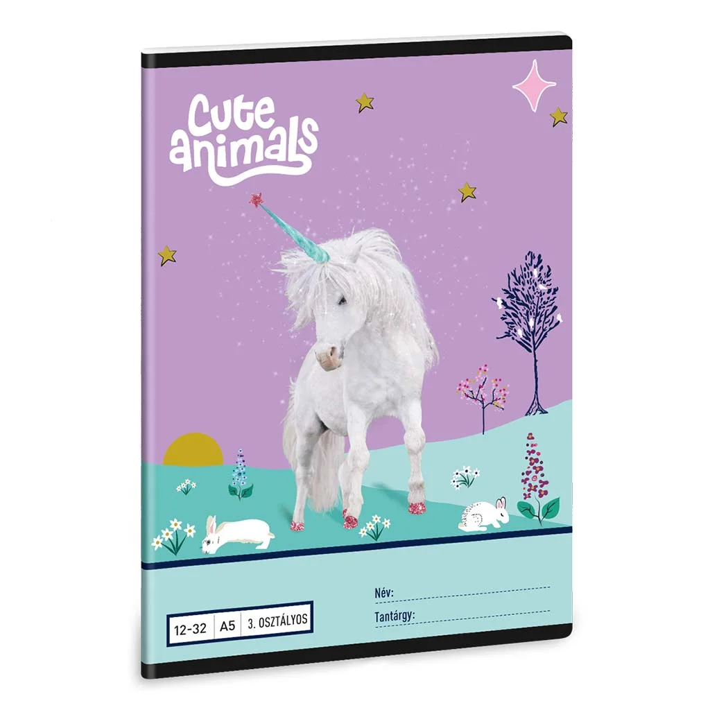 Ars Una: Cute Animals - Unicorn A/5 3.osztályos vonalas füzet 12-32