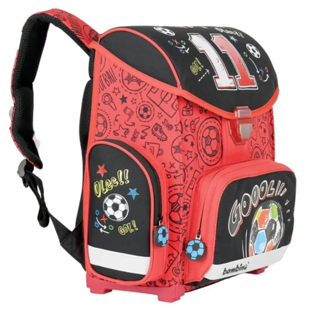 Football fekete-piros ergonomikus iskolatáska, hátizsák 36x27x14cm - Bambino kép 4