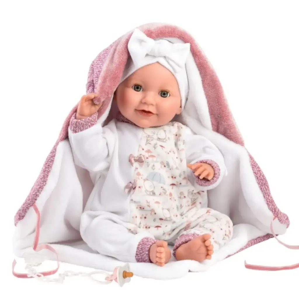 Llorens: Heidi Llorana 42cm-es síró újszülött baba pléddel kép 2