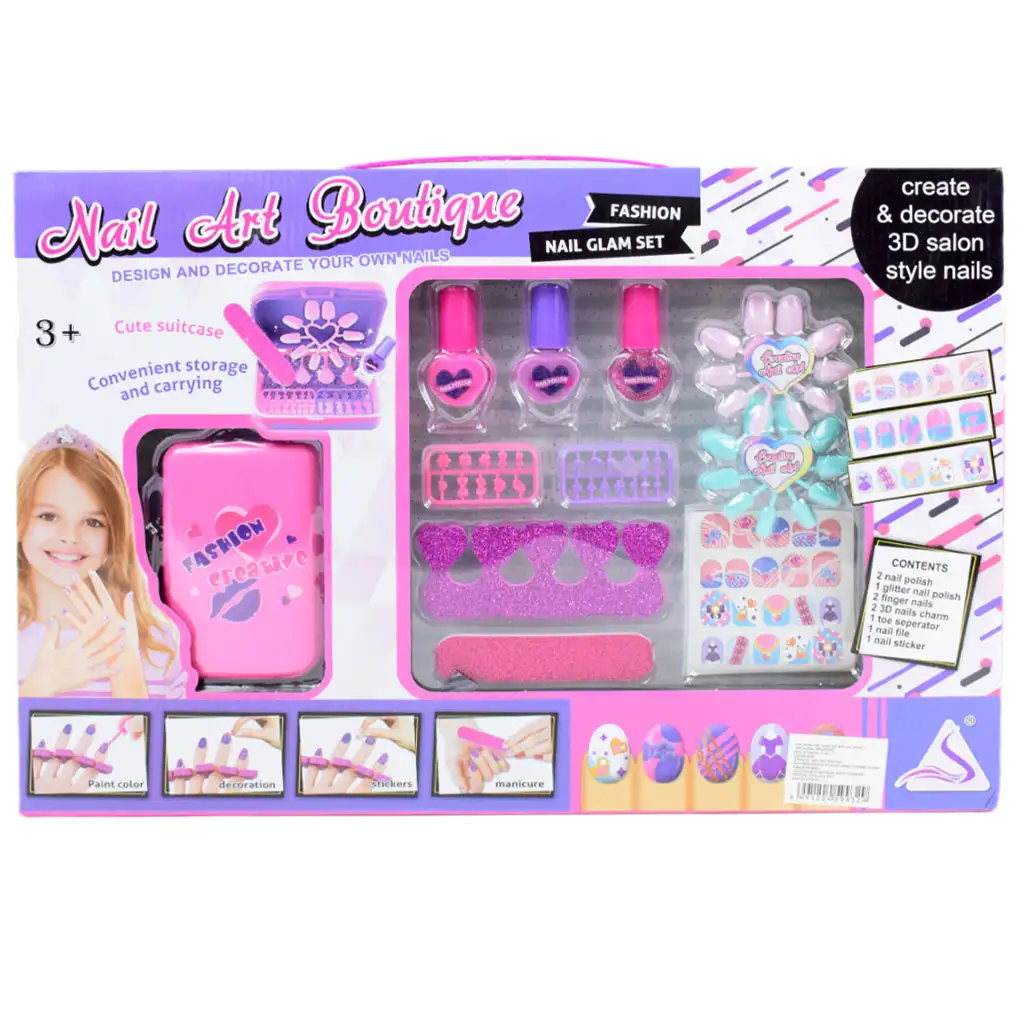 Nail Art: Manikűr szett bőrönddel, körömlakkokkal és kiegészítőkkel kép 6