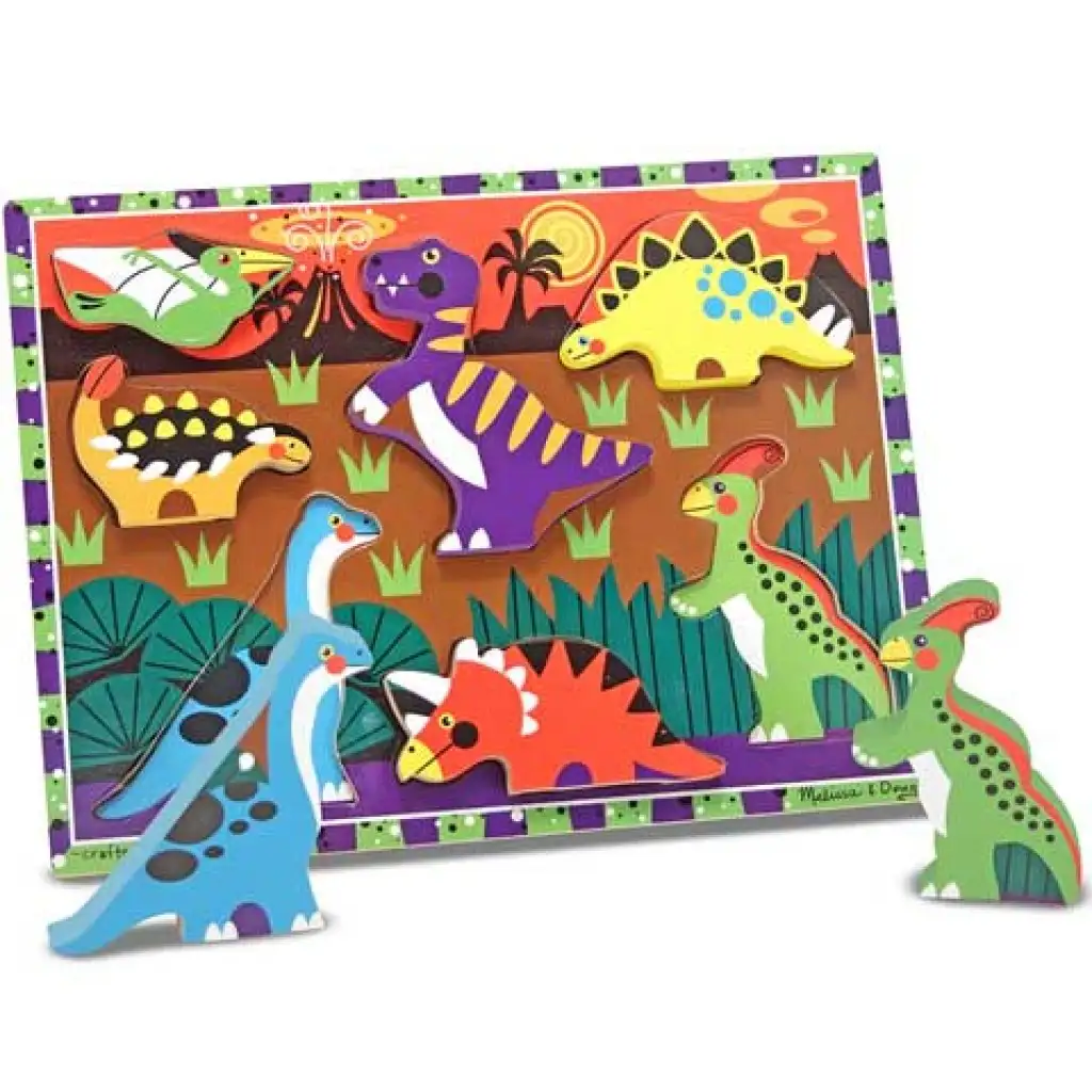 Dinók könnyen megfogható fa forma puzzle - Melissa & Doug kép 2