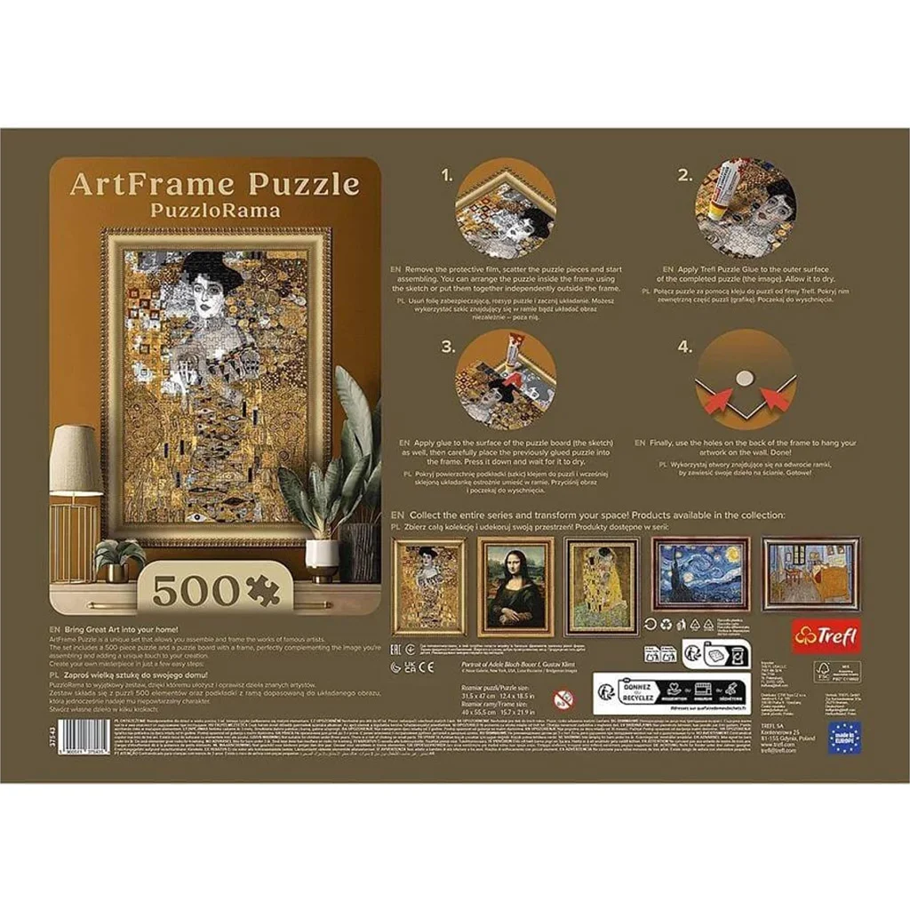 ArtFrame: Gustav Klimt - Adele Bloch-Bauer I. 500db-os puzzle kerettel - Trefl kép 3