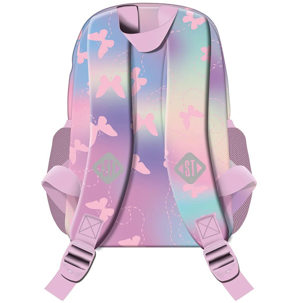 St.Right Rózsaszín pillangós iskolatáska, hátizsák BP70 32x22x11,5cm kép 2
