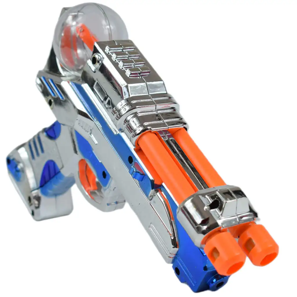 Space Warrior: Elektromos krómszínű űrfegyver fénnyel és hanggal 24cm kép 4