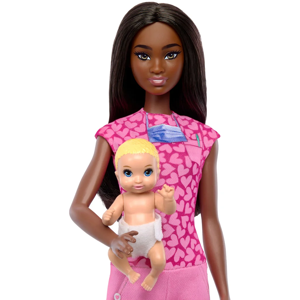 Barbie barna hajú gyerekorvos karrierbaba játékszett - Mattel kép 3