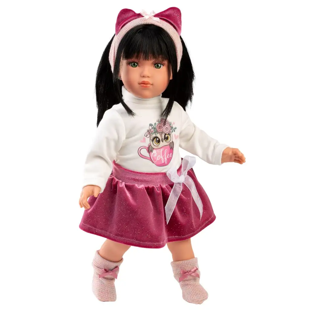 Llorens: Gréta 40cm-es baba bagoly mintás pulóverben kép 2