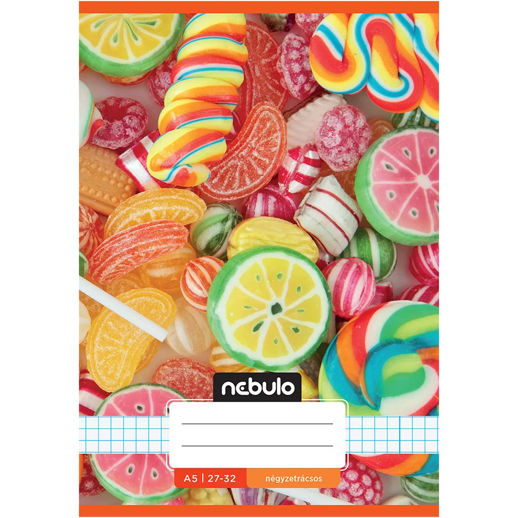 Nebulo: Tűzött cukorka mintás kockás füzet 27-32 A/5